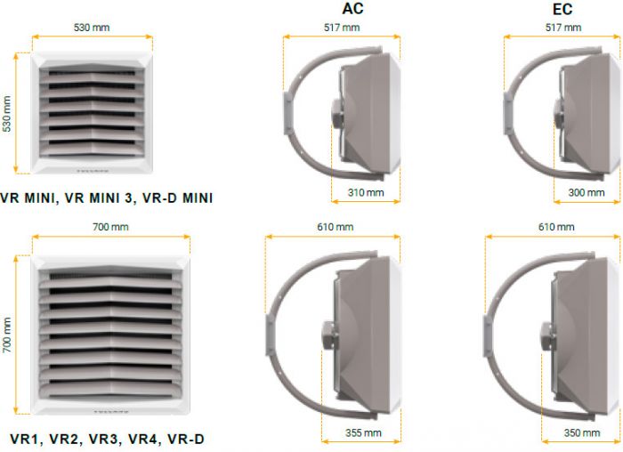Водяний нагрівач Volcano VR2 енергоефективний двигун EC, 8-50 кВт, 4850 м3/год