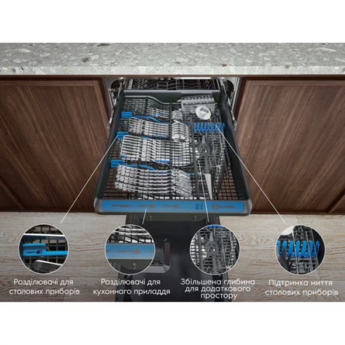 Посудомийна машина Electrolux вбудована, 10компл., Е, 45см, дисплей, інвертор, 3й кошик, чорний