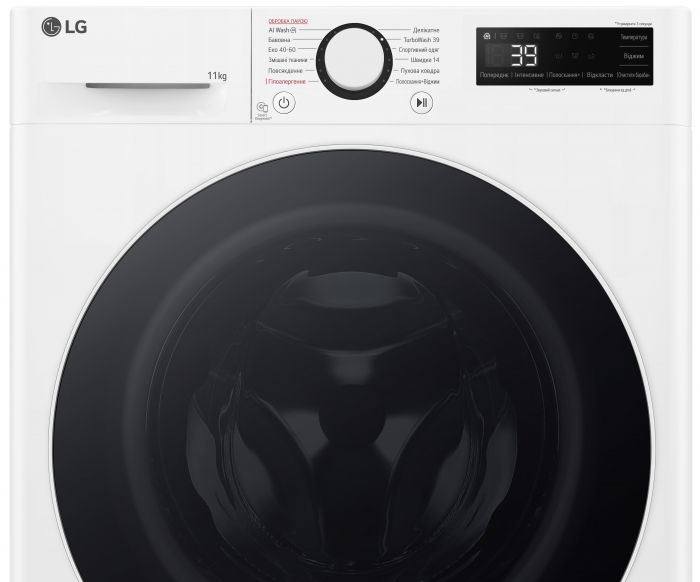 Пральна машина LG фронтальна, 11кг, 1400, A, 57см, дисплей, пара, інвертор, білий