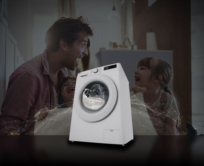 Пральна машина LG фронтальна, 10кг, 1400, A, 57см, дисплей, пара, інвертор, білий