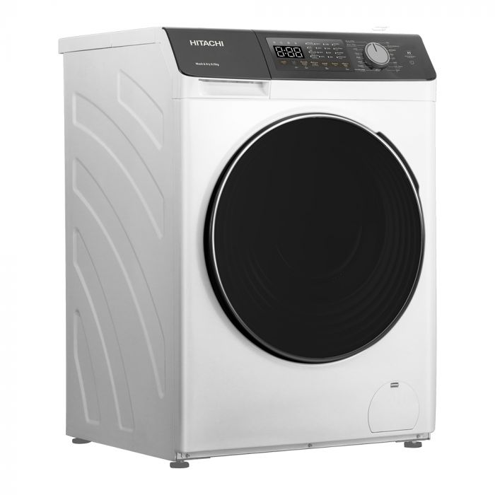 Прально-сушильна машина Hitachi фронтальна, 8(5)кг, 1400, A, 60см, дисплей, пара, інвертор, білий