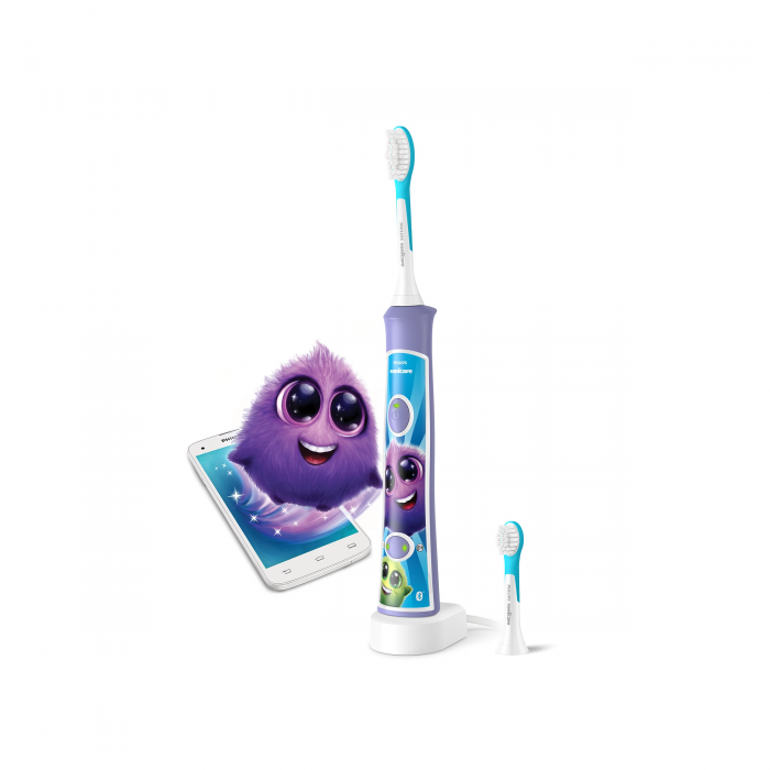 Щітка зубна електр. Philips, Sonicare For Kids, 62т. колив/хв, насадок-2, фіолетовий