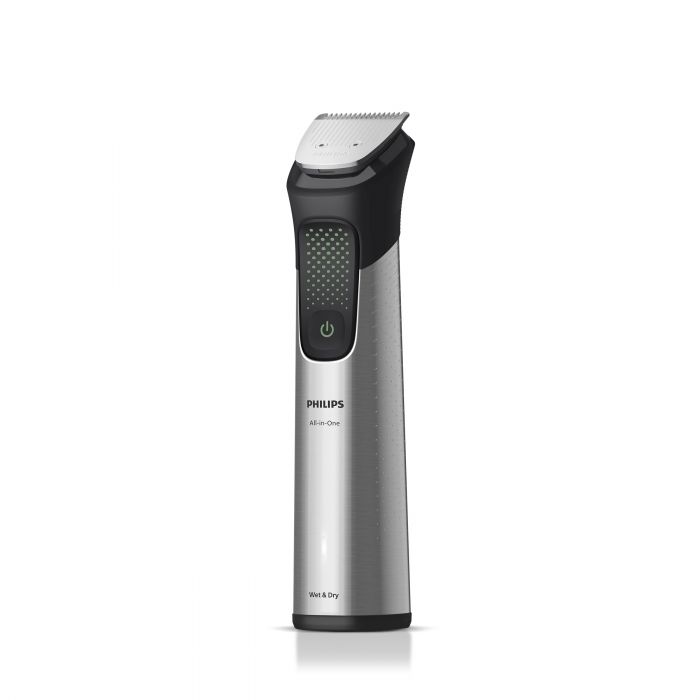 Тример Philips Series 9000, для бороди, голови та тіла, насадок-15, OneBlade в компл., сталь, сірий