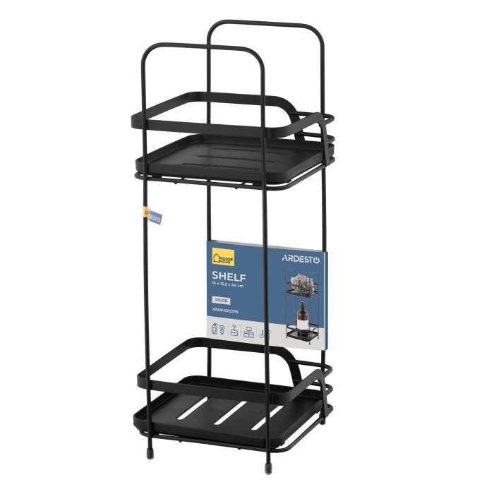 Полиця Ardesto Vigor 2-ярусна 16х15.5х40см, метал, поліпропілен, чорний Полиця Ardesto Vigor 2-ярусна 16х15.5х40см, метал, поліпропілен, чорний