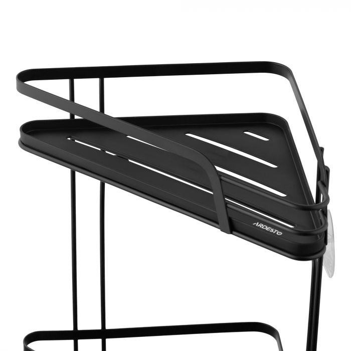 Полиця кутова Ardesto Vigor 2-ярусна 22см, метал, поліпропілен, чорний Полиця кутова Ardesto Vigor 2-ярусна 22см, метал, поліпропілен, чорний