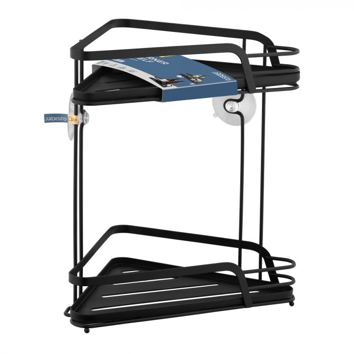 Полиця кутова Ardesto Vigor 2-ярусна 22см, метал, поліпропілен, чорний Полиця кутова Ardesto Vigor 2-ярусна 22см, метал, поліпропілен, чорний