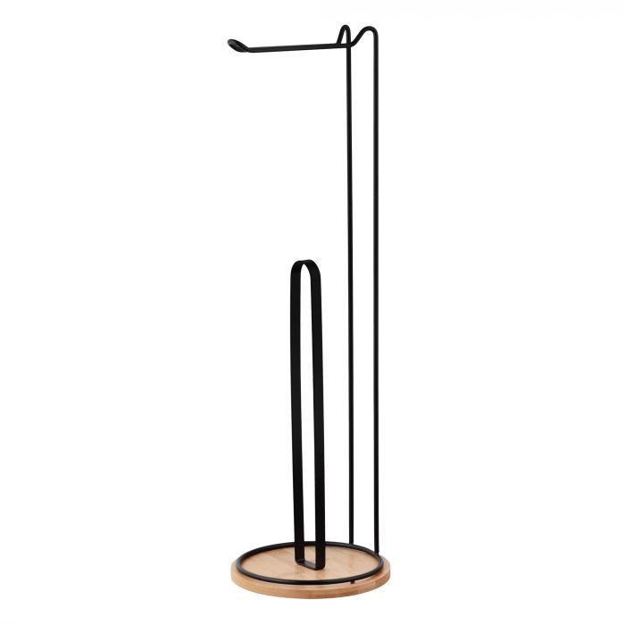 Тримач для туалетного паперу Ardesto Minimalism 16.5х16.5х55см, метал, бамбук, чорний Тримач для туалетного паперу Ardesto Minimalism 16.5х16.5х55см, метал, бамбук, чорний