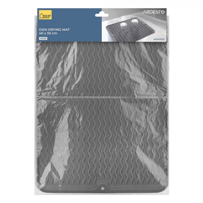 Килимок для сушіння посуду Ardesto Vigor 40х30см, силікон, сірий Килимок для сушіння посуду Ardesto Vigor 40х30см, силікон, сірий