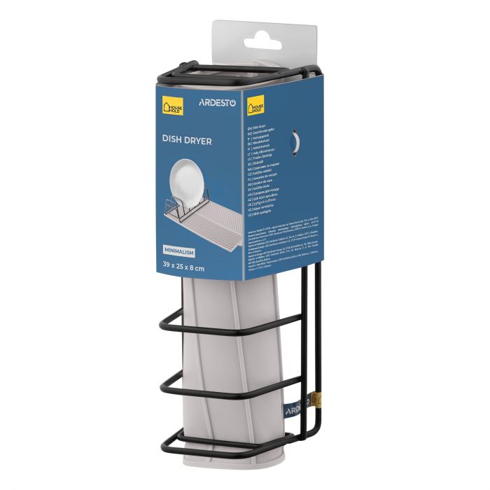 Сушарка для посуду з підставкою Ardesto Minimalism 39х25х8см, силікон, метал, сірий Сушарка для посуду з підставкою Ardesto Minimalism 39х25х8см, силікон, метал, сірий