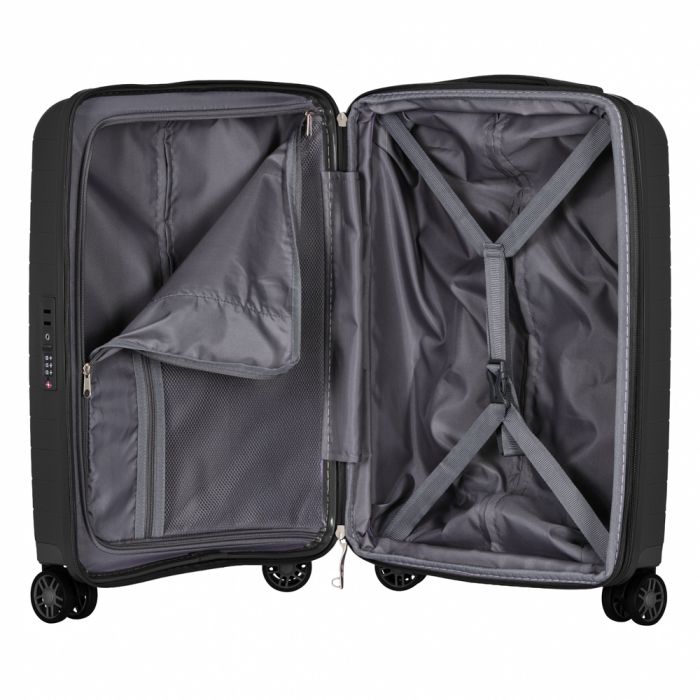 Набір валіз 2E, Aero, поліпропілен, (M+S), TSA, 4 колеса, EXP, чорний
