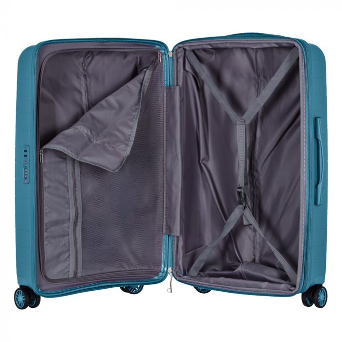 Набір валіз 2E, Aero, поліпропілен, (M+S), TSA, 4 колеса, EXP, синій