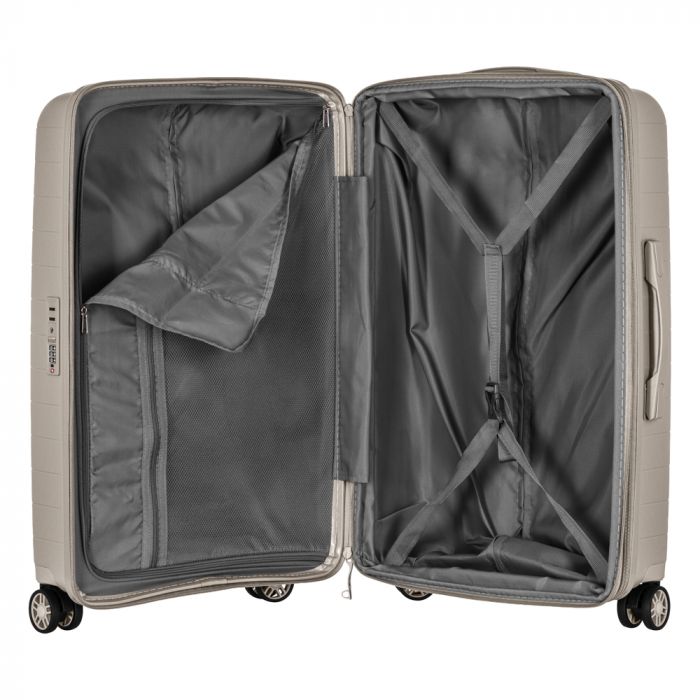 Набір валіз 2E, Aero, поліпропілен, (M+S), TSA, 4 колеса, EXP, сіро-коричневий