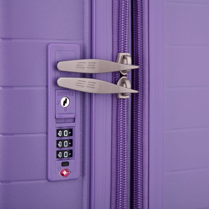 Набір валіз 2E, Aero, поліпропілен, (M+S), TSA, 4 колеса, EXP, лавандовий