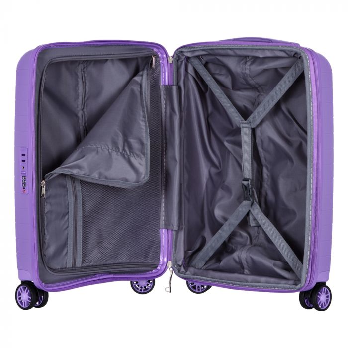 Набір валіз 2E, Aero, поліпропілен, (M+S), TSA, 4 колеса, EXP, лавандовий