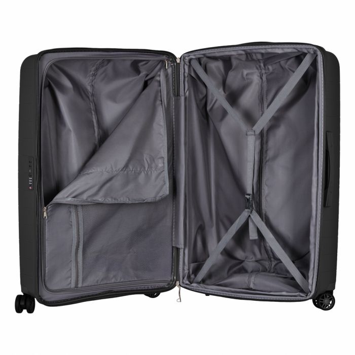 Набір валіз 2E, Aero, поліпропілен, (L+M+S), TSA, 4 колеса, EXP, чорний