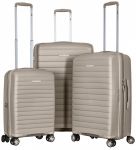 Набір валіз 2E, Aero, поліпропілен, (L+M+S), TSA, 4 колеса, EXP, сіро-коричневий