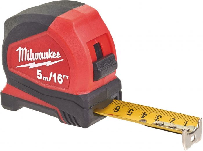 Рулетка Milwaukee Pro Compact, 5м/16фтх25мм, з фіксатором змотування, АБС-пластик