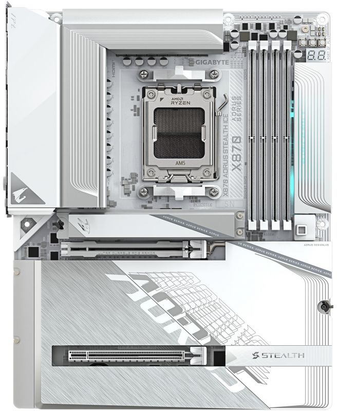 Материнська плата GIGABYTE X870 A STEALTH ICE sAM5 X870 4xDDR5 M.2 HDMI Wi-Fi BT ATX
