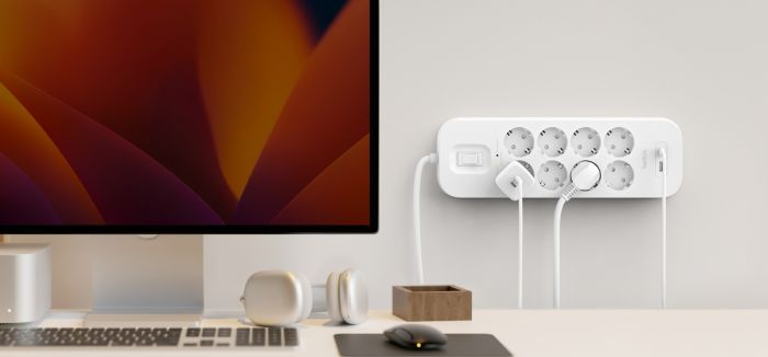 Подовжувач-фільтр мережевий Belkin 8хТип F, 3x1.5мм кв, 16А, USB-A/USB-C 18Вт, з захистом від перенапруги, 2м, білий