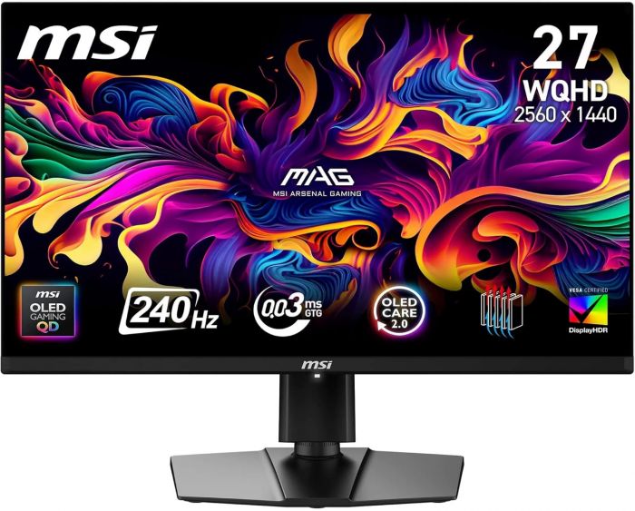 Монітор MSI 26.5" MAG 271QP-QD-X24 2xHDMI, DP, Audio, OLED, 2560x1440, 240Hz, 0.03ms, DCI-P3 99%, AdaptiveSync, HAS, HDR400 Монітор MSI 26.5" MAG 271QP-QD-X24 2xHDMI, DP, Audio, OLED, 2560x1440, 240Hz, 0.03ms, DCI-P3 99%, AdaptiveSync, HAS, HDR400