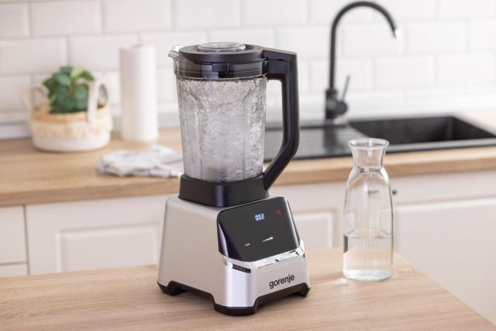 Блендер Gorenje стаціонарний 1500Вт, чаша-2000мл, дисплей, подрібнювач, чорний-нерж Блендер Gorenje стаціонарний 1500Вт, чаша-2000мл, дисплей, подрібнювач, чорний-нерж