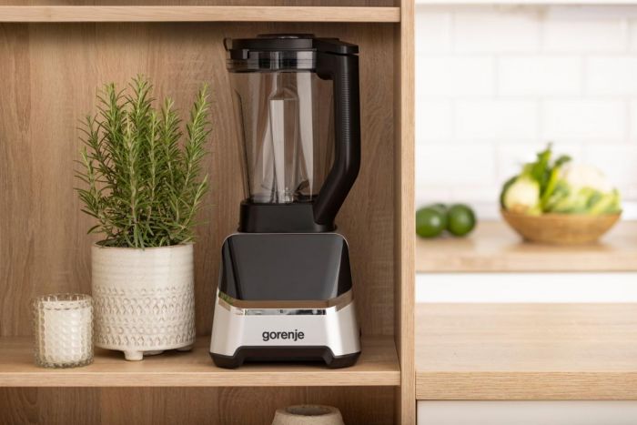 Блендер Gorenje стаціонарний 1500Вт, чаша-2000мл, дисплей, подрібнювач, чорний-нерж Блендер Gorenje стаціонарний 1500Вт, чаша-2000мл, дисплей, подрібнювач, чорний-нерж