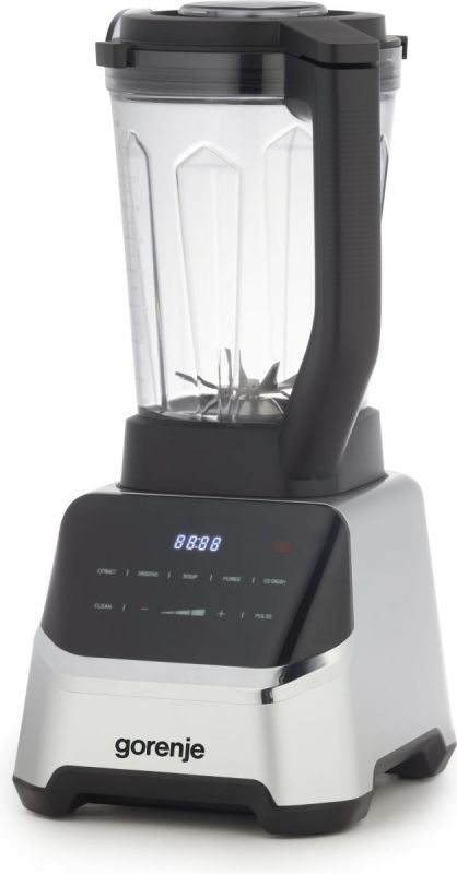 Блендер Gorenje стаціонарний 1500Вт, чаша-2000мл, дисплей, подрібнювач, чорний-нерж Блендер Gorenje стаціонарний 1500Вт, чаша-2000мл, дисплей, подрібнювач, чорний-нерж