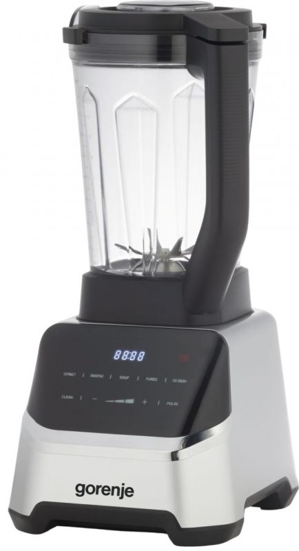 Блендер Gorenje стаціонарний 1500Вт, чаша-2000мл, дисплей, подрібнювач, чорний-нерж Блендер Gorenje стаціонарний 1500Вт, чаша-2000мл, дисплей, подрібнювач, чорний-нерж