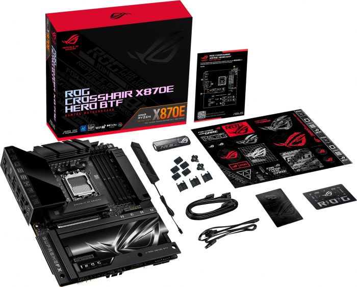 Материнcька плата ASUS ROG CROSSHAIR X870E HERO BTF sAM5 X870E 4xDDR5 M.2 HDMI WiFi BT ATX приховане підключення роз'ємів Материнcька плата ASUS ROG CROSSHAIR X870E HERO BTF sAM5 X870E 4xDDR5 M.2 HDMI WiFi BT ATX приховане підключення роз'ємів