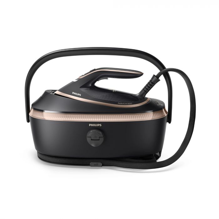 Парогенератор Philips PerfectCare 8000, 3120Вт, 1400мл, паровий удар -800гр, верт. відпарювання, нерж. сталь, чорний Парогенератор Philips PerfectCare 8000, 3120Вт, 1400мл, паровий удар -800гр, верт. відпарювання, нерж. сталь, чорний