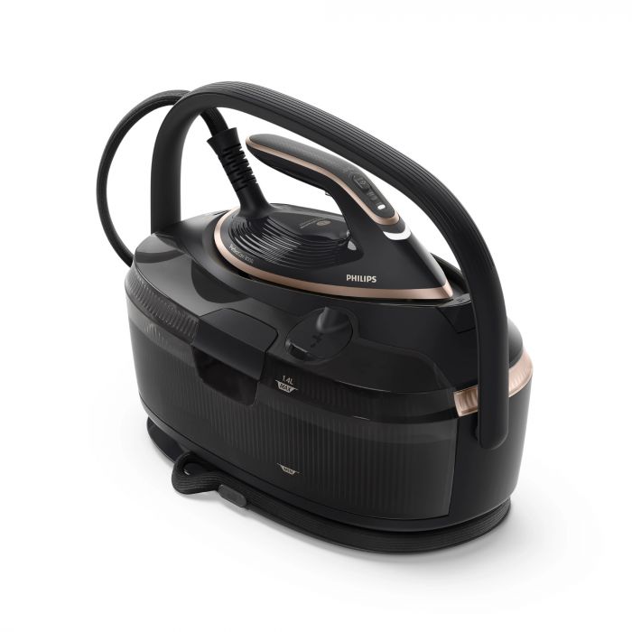 Парогенератор Philips PerfectCare 8000, 3120Вт, 1400мл, паровий удар -800гр, верт. відпарювання, нерж. сталь, чорний Парогенератор Philips PerfectCare 8000, 3120Вт, 1400мл, паровий удар -800гр, верт. відпарювання, нерж. сталь, чорний