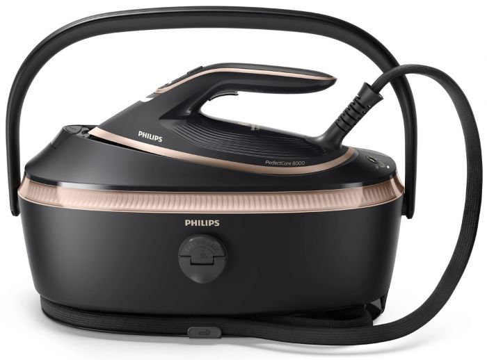 Парогенератор Philips PerfectCare 8000, 3120Вт, 1400мл, паровий удар -800гр, верт. відпарювання, нерж. сталь, чорний Парогенератор Philips PerfectCare 8000, 3120Вт, 1400мл, паровий удар -800гр, верт. відпарювання, нерж. сталь, чорний