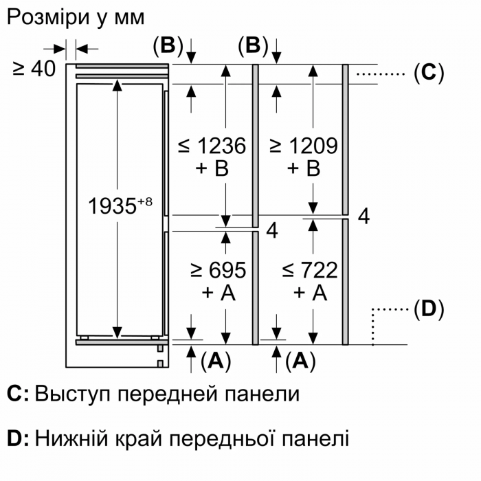 Холодильник Bosch вбудований з нижн. мороз., 194х56х55, xолод.відд.-215л, мороз.відд.-75л, 2дв., NF, білий Холодильник Bosch вбудований з нижн. мороз., 194х56х55, xолод.відд.-215л, мороз.відд.-75л, 2дв., NF, білий