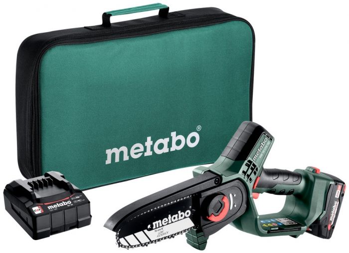 Пила ланцюгова акумуляторна Metabo MS 18 LTX 15 18В 1х2А·год шина 15см 5м/сек 2кг Пила ланцюгова акумуляторна Metabo MS 18 LTX 15 18В 1х2А·год шина 15см 5м/сек 2кг