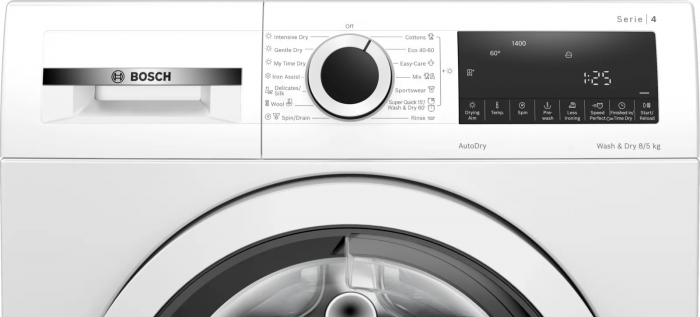 Прально-сушильна машина Bosch фронтальна, 8(5)кг, 1400, E, 59см, дисплей, білий Прально-сушильна машина Bosch фронтальна, 8(5)кг, 1400, E, 59см, дисплей, білий