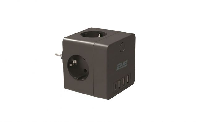 Адаптер мережевий 2E 3xТипF, 16A, 2xUSB-A, 1x USB-C фільтр, чорний Адаптер мережевий 2E 3xТипF, 16A, 2xUSB-A, 1x USB-C фільтр, чорний
