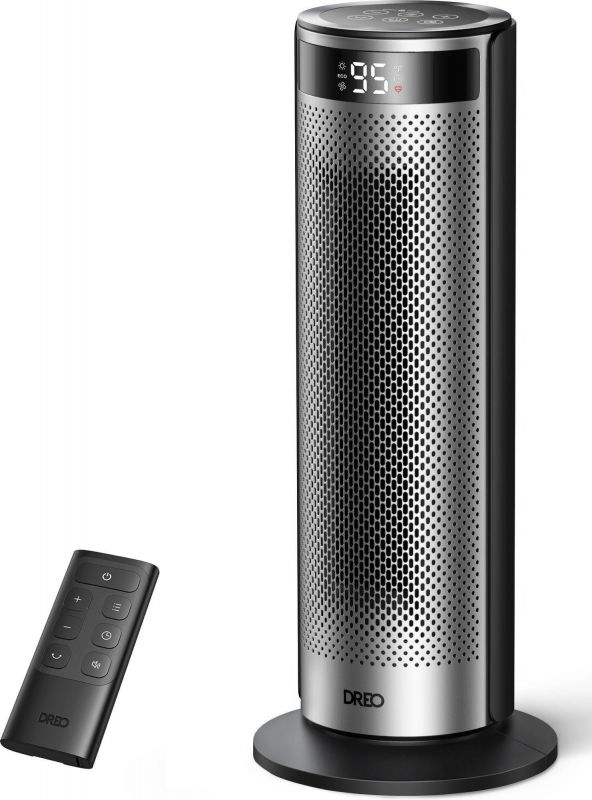 Тепловентилятор Dreo, 25м2, 2000Вт, электр. упр-ние, керамич. нарев.элемент , пульт ДУ, 4 скорост., серебристый Тепловентилятор Dreo, 25м2, 2000Вт, электр. упр-ние, керамич. нарев.элемент , пульт ДУ, 4 скорост., серебристый