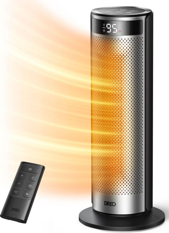 Тепловентилятор Dreo, 25м2, 2000Вт, электр. упр-ние, керамич. нарев.элемент , пульт ДУ, 4 скорост., серебристый Тепловентилятор Dreo, 25м2, 2000Вт, электр. упр-ние, керамич. нарев.элемент , пульт ДУ, 4 скорост., серебристый