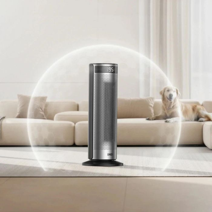 Тепловентилятор Dreo, 25м2, 2000Вт, электр. упр-ние, керамич. нарев.элемент , пульт ДУ, 4 скорост., серебристый Тепловентилятор Dreo, 25м2, 2000Вт, электр. упр-ние, керамич. нарев.элемент , пульт ДУ, 4 скорост., серебристый