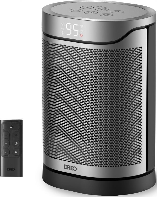 Тепловентилятор Dreo, 20м2, 1500Вт, електр. упр-ння, керамич.нагрів.елемент, пульт ДУ, 3 швидк., срібний Тепловентилятор Dreo, 20м2, 1500Вт, електр. упр-ння, керамич.нагрів.елемент, пульт ДУ, 3 швидк., срібний