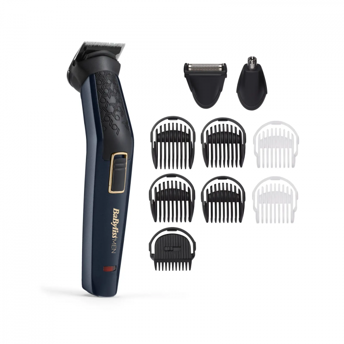 Набір для стрижки Babyliss, для бороди, вусів, голови і носа, акум., вібраційний мотор, насадок-7, сталь, темно-синій Набір для стрижки Babyliss, для бороди, вусів, голови і носа, акум., вібраційний мотор, насадок-7, сталь, темно-синій