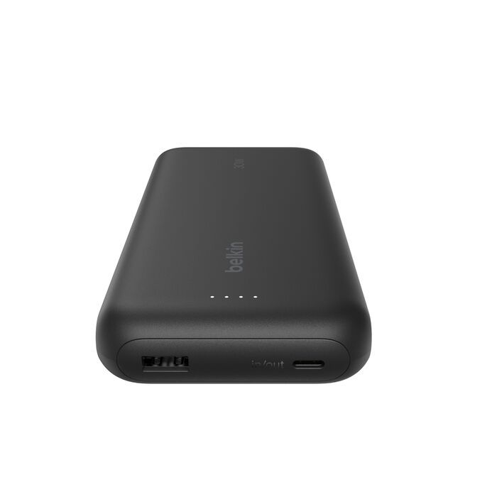 Акумулятор портативний літій-іонний Power Bank Belkin 20000мА·год, 30Вт, з інтегрованим кабелем USB-C, чорний
