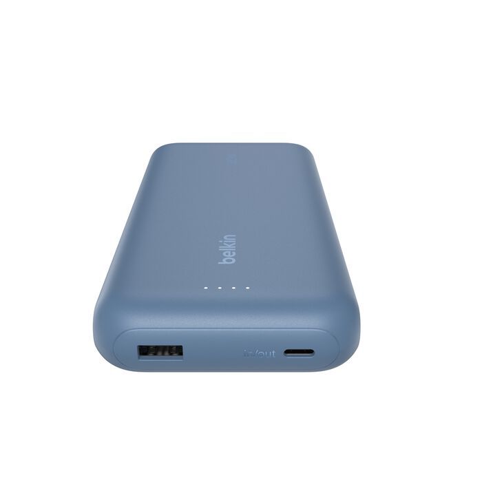 Акумулятор портативний літій-іонний Power Bank Belkin 20000мА·год, 30Вт, з інтегрованим кабелем USB-C, синій