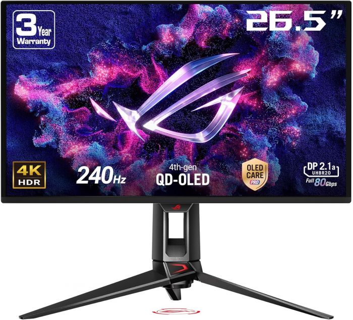 Монітор Asus 26.5" ROG Swift PG27UCDM 2xHDMI, DP, USB-C, 3xUSB, QD-OLED, 3840x2160, 240Hz, 0.03ms, DCI-P3 99%, FreeSync, Pivot, HDR400