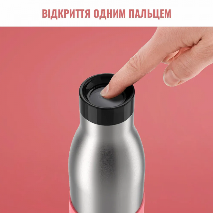 Термопляшка Tefal Bludrop, 500мл, нержавіюча сталь, пластик, рожевий