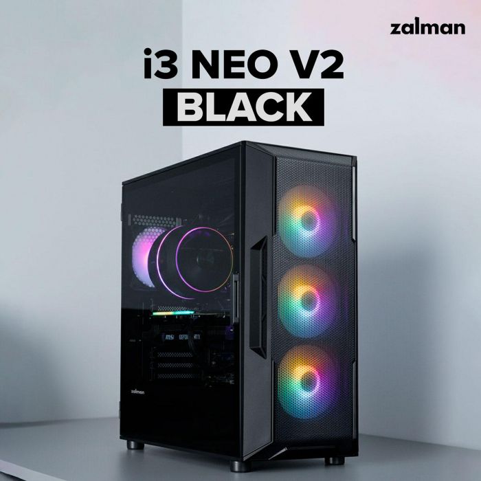 Корпус Zalman I3 Neo V2 без БЖ, 2xUSB3.0, 1x Type C, 4x120мм RGB, VGA 400мм, LCS ready, TG Side Panel, ATX, чорний