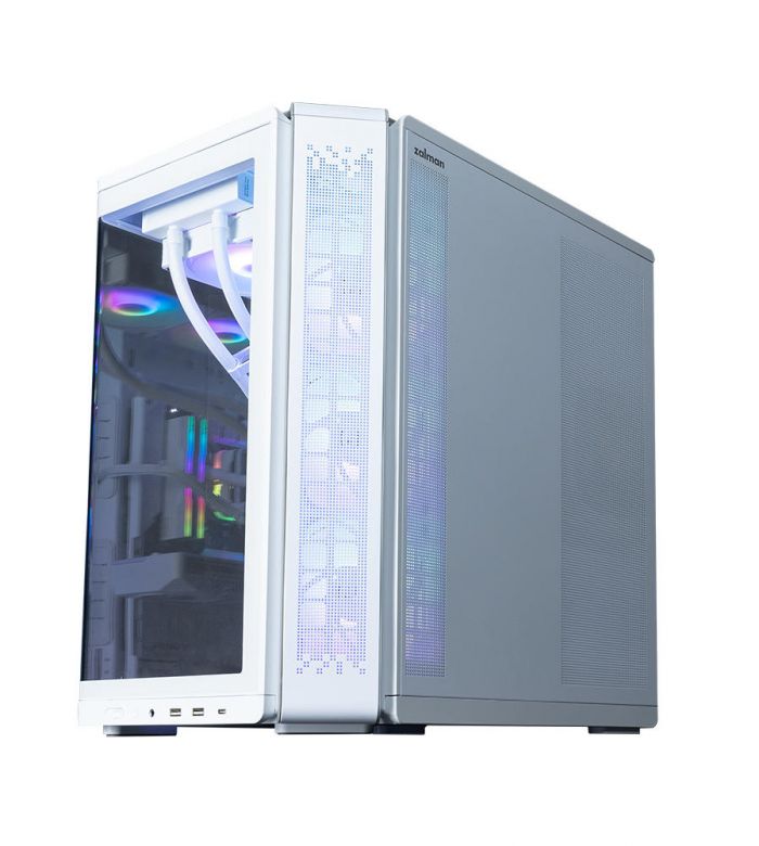 Корпус Zalman P60 без БЖ, 2xUSB3.0, 1x Type C, 3x120мм ARGB Reverse, 2x120мм ARGB, VGA 435мм, LCS ready, Curved Tempered Glass, Dual Chamber, ATX, білий