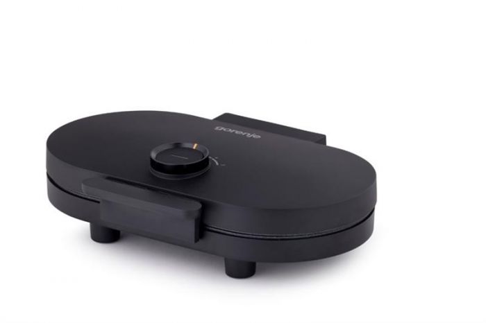 Міні-гриль  Gorenje 1200Вт, алюміній, пластина д/вафель, корпус-метал, чорний