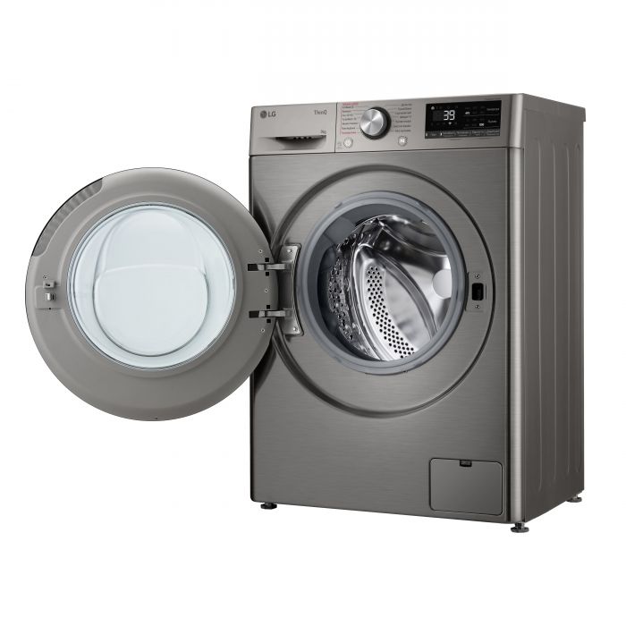Пральна машина LG фронтальна, 9кг, 1200, A, 48см, дисплей, пара, інвертор, сріблястий