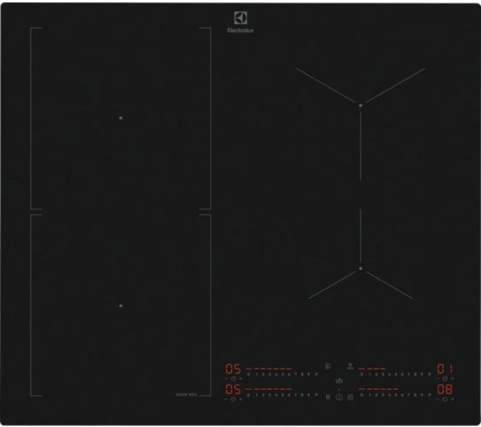 Варильна поверхня Electrolux індукційна, 60см, розширена зона, датчик кипіння, Hob2Hood, чорний матовий